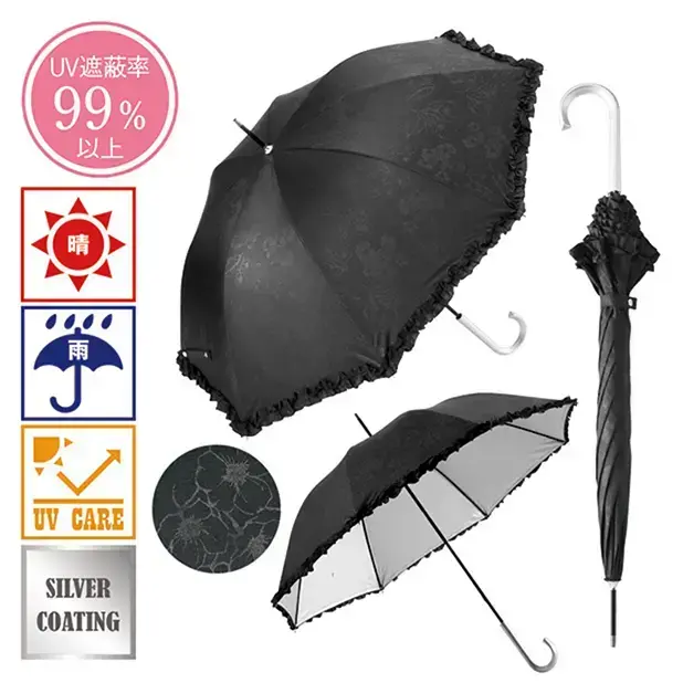 晴雨兼用、UV遮蔽率99%以上の長傘。