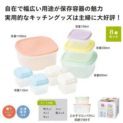 特大から極小まで、保存容器8個組です。 特大から極小まで、保存容器8個組です。