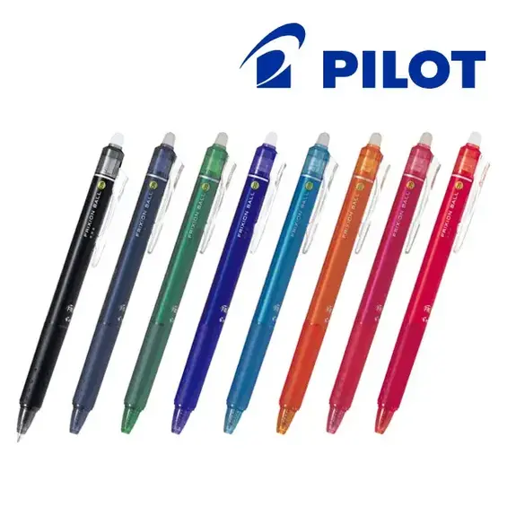 何度でも書いては消せるフリクションボールペン。6色からお選びいただけます。