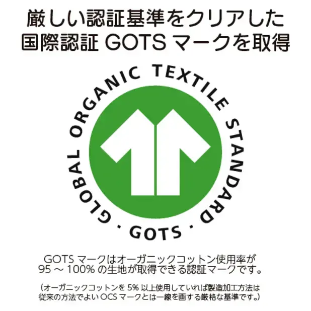 厳しい認証基準をクリアした 国際認証GOTSマークを取得