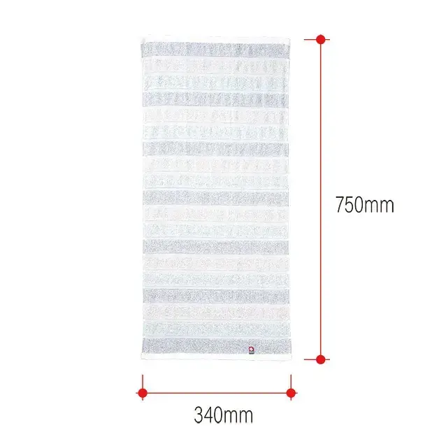 フェイスタオルとして一般的な、約340×750mmサイズ。