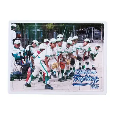 作例)チーム写真をプリントして卒団記念品に。 作例)チーム写真をプリントして卒団記念品に。