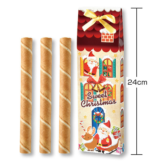 ロングサイズのクレープロールを、全高24cmのビッグサイズパッケージに入れました。
