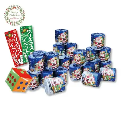 クリスマスイベントをにぎやかに。サイコロを振って出た数だけトイレットロールをプレゼント。 クリスマスイベントをにぎやかに。サイコロを振って出た数だけトイレットロールをプレゼント。