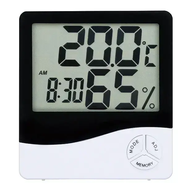 時計、アラーム、温度計、湿度計のマルチ表示機能付きです。