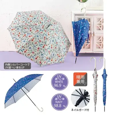 小花模様がキュートな晴雨兼用傘。 小花模様がキュートな晴雨兼用傘。