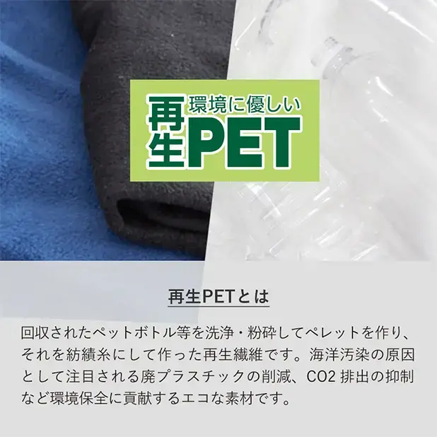 再生PETを100%使用しています。