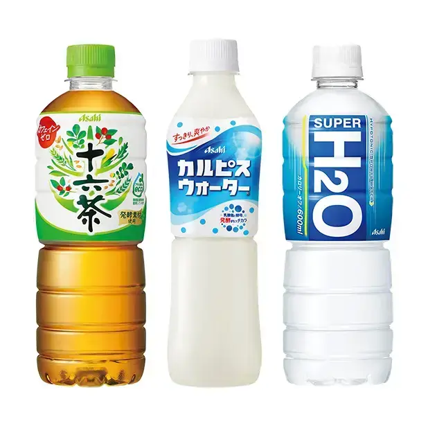 アサヒ飲料のペットボトル3種。