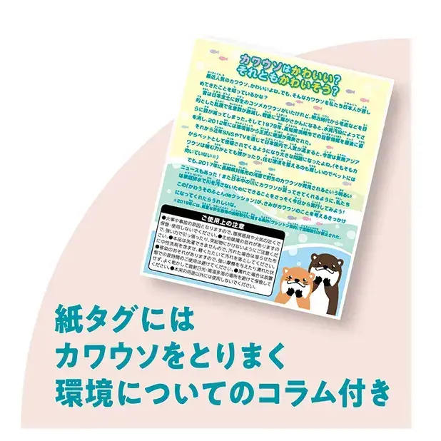 紙タグにはカワウソをとりまく環境についてのコラム付き