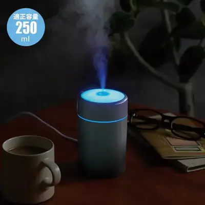 適正容量250mlのパーソナルな加湿器です。 適正容量250mlのパーソナルな加湿器です。