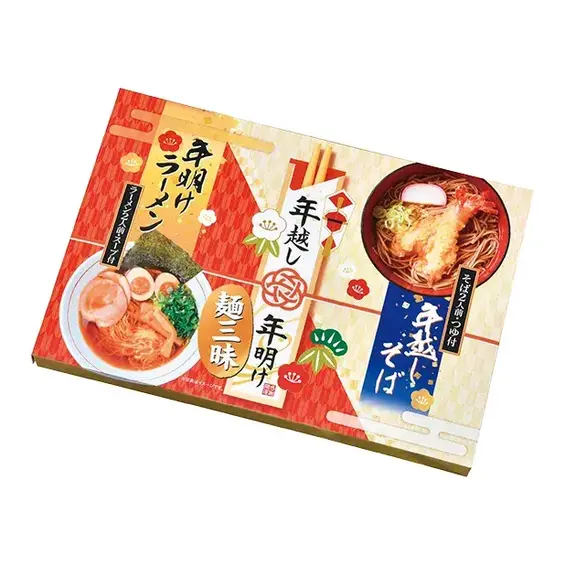パッケージデザインはおめでたい赤と黄金の2デザインにし、華やかさをもたせました。