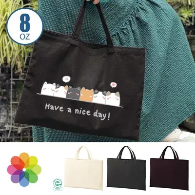 中身が透けず、印刷も綺麗なことで大人気のライトキャンバスシリーズのトートバッグです。