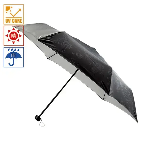 ローズ柄のシックな晴雨兼用折り畳み傘です。