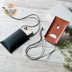 スフィア・リサイクルレザースマホネックポーチ(カードポケット付き)