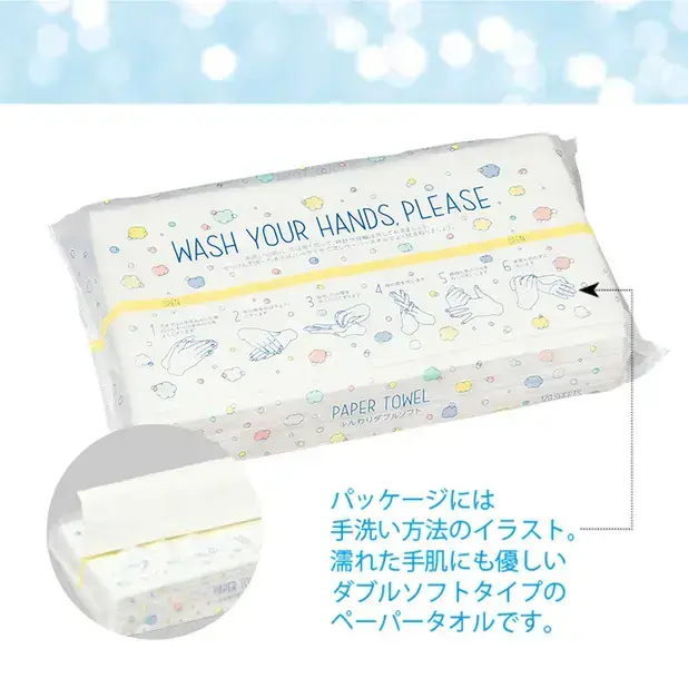手を洗おう!ふんわりダブルソフトペーパータオル
