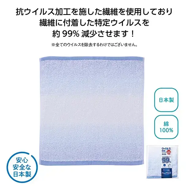 日本製 フルテクト加工 抗ウイルスウォッシュタオル